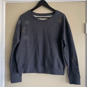 Pact Star Embroidery Graphic Slouchy Sweatshirt Gray Sz.S New